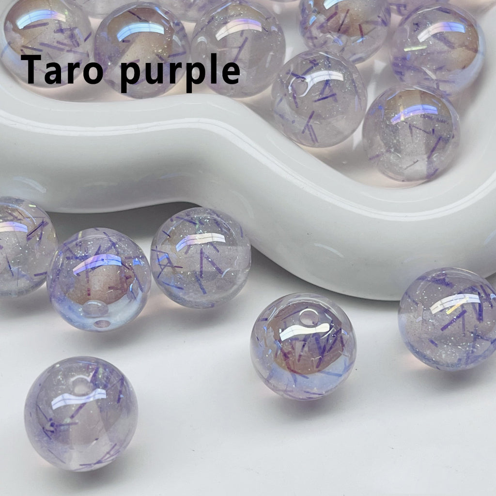 Glossy Shiny Glitter Colorful Foil Paper Inside Clear Round Acrylic Beads, 16MM