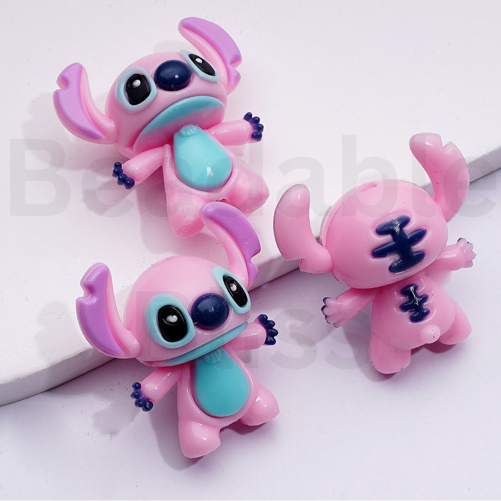 Mini Cute Vivid Blue Purple Pink Stitc Disne Soft PVC Rubber Beads, Around 32*31MM