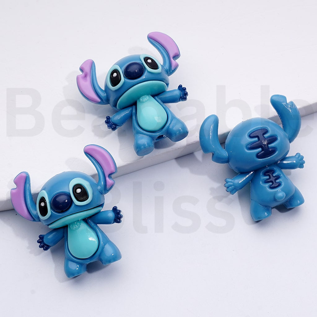 Mini Cute Vivid Blue Purple Pink Stitc Disne Soft PVC Rubber Beads, Around 32*31MM