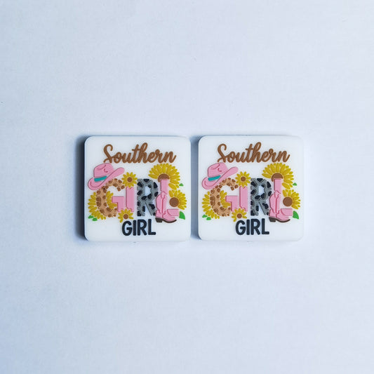 Cute Southern Sun Flowers Girl Silicone Focal Beads