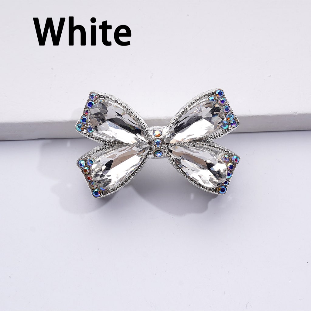 Exquisite Fancy Silver Alloy Bowknots Beads with Shiny Rhinestones, 24*38MM