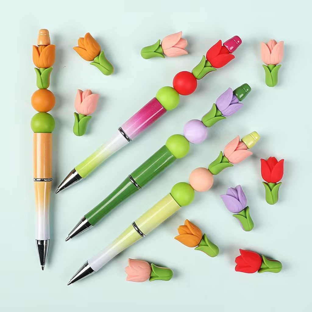 3D Multi-Color Flower Tulip Silicone Focal Beads