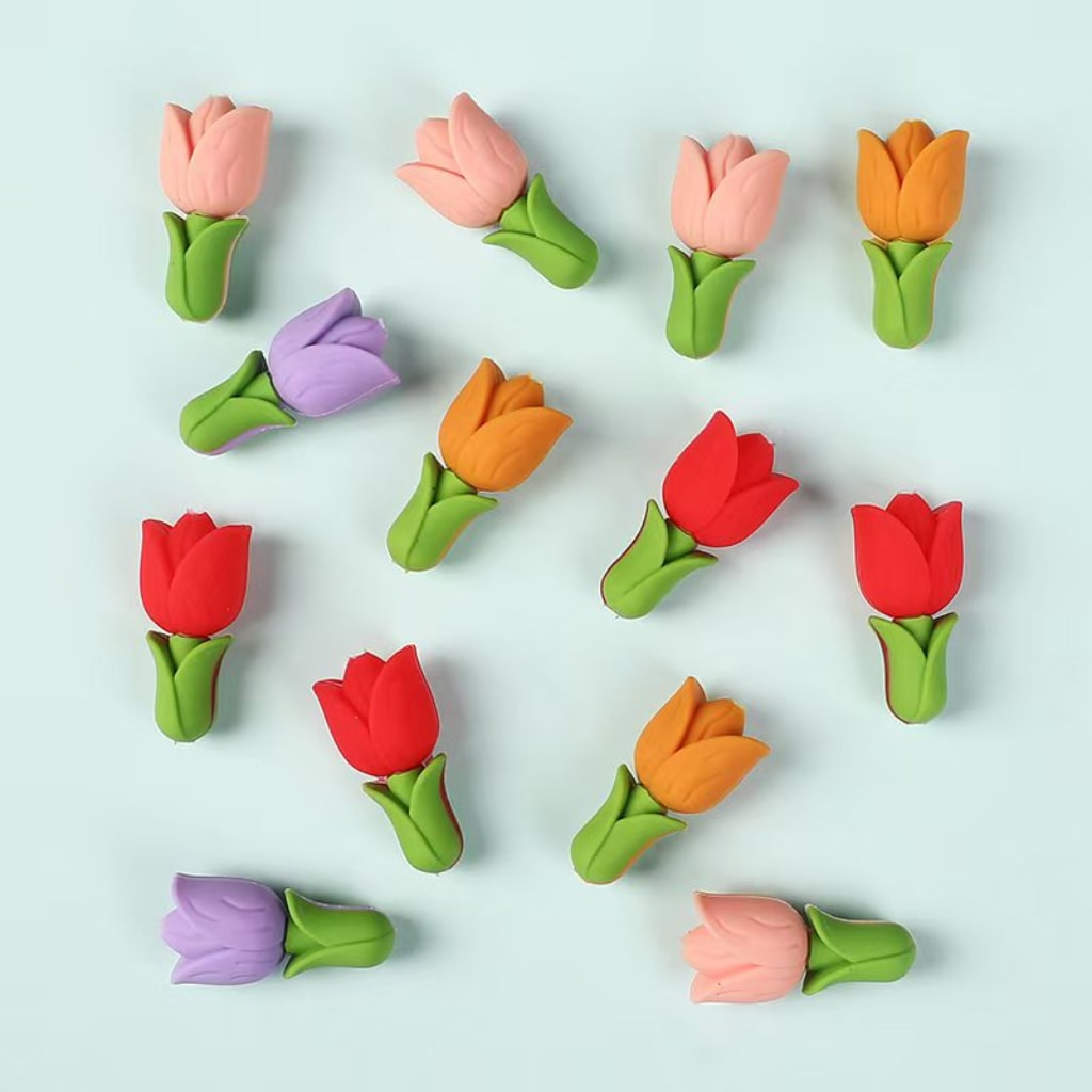 3D Multi-Color Flower Tulip Silicone Focal Beads