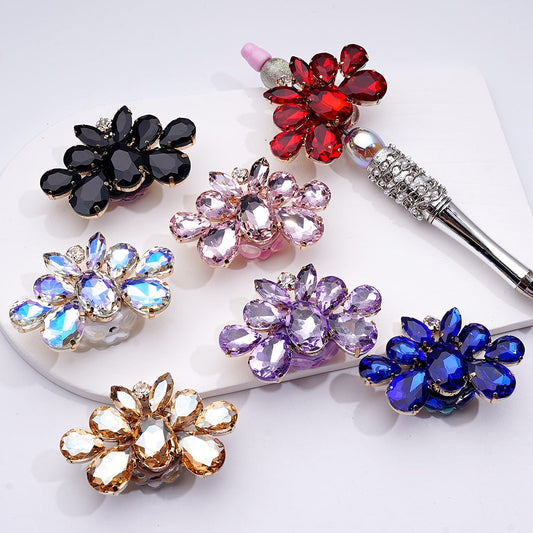 Fancy Gold Alloy Brooch & Earrings with Shiny Rhinestones Cute Butterflies Hearts Clay Beads, Around 55*38MM