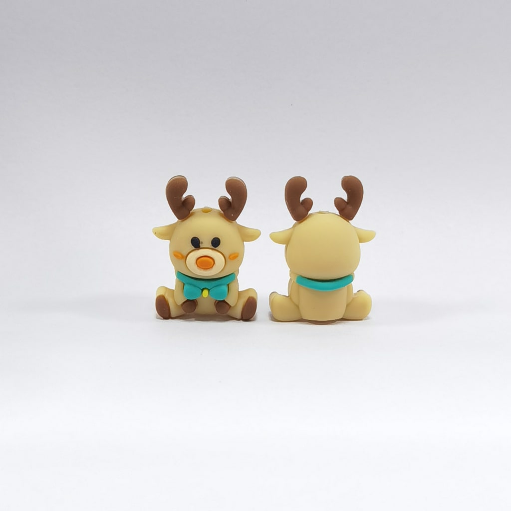 3D Cute Christmas Elk Silicone Focal Beads