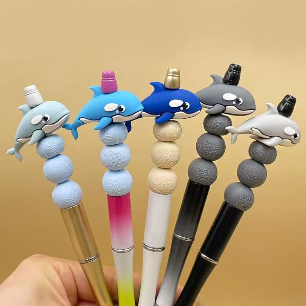 3D Multi-Color Cute Dolphins Silicone Focal Beads