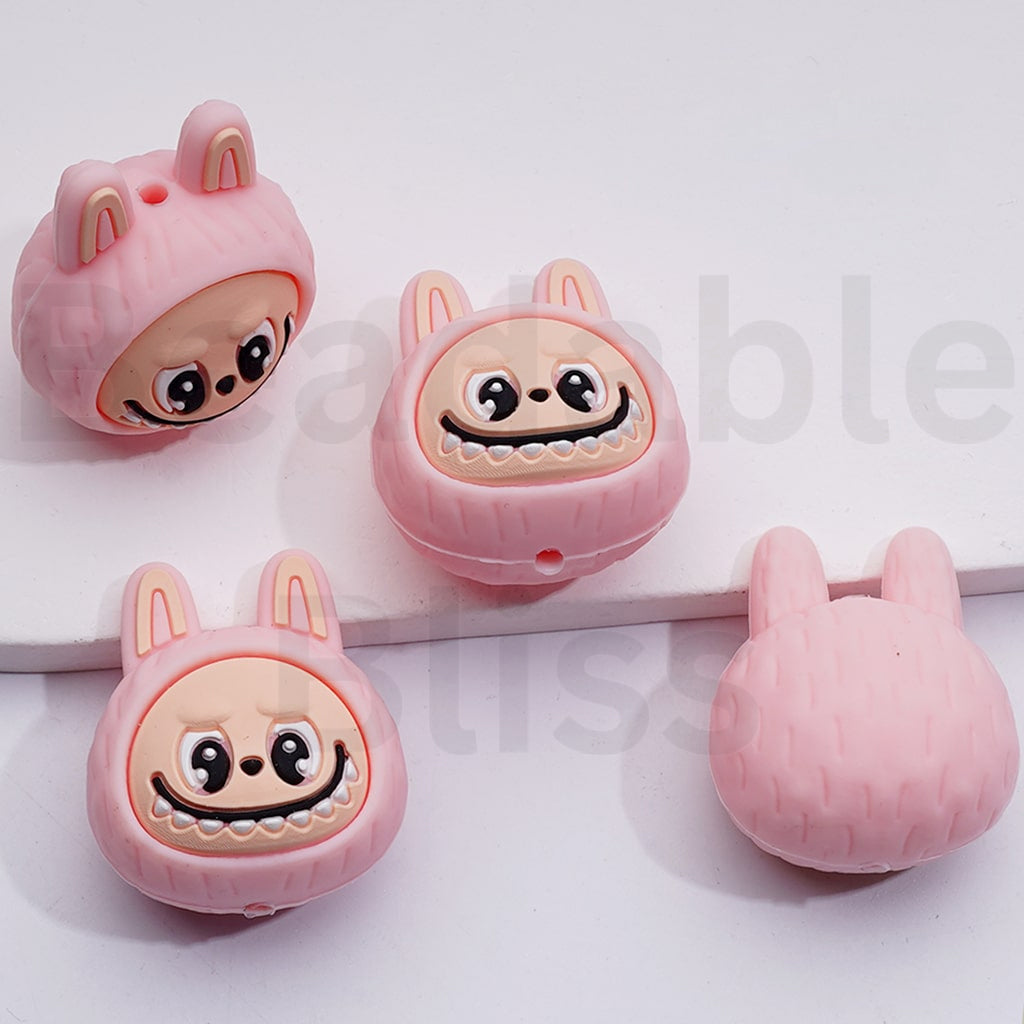 3D Cute Vivid Labub Monster Head Pop Mar Silicone Focal Beads