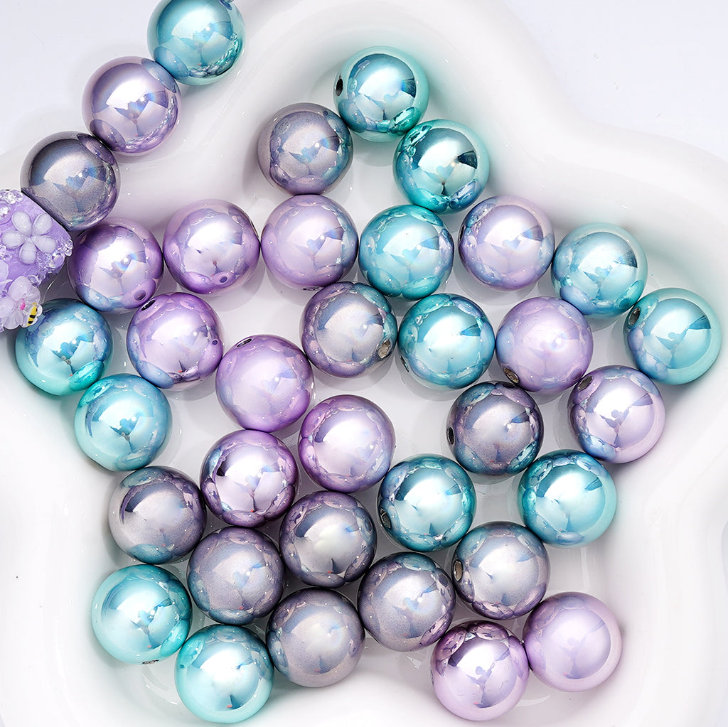 Glossy Metallic Color Circle Round Acrylic Beads, 16mm, Random Mix SW