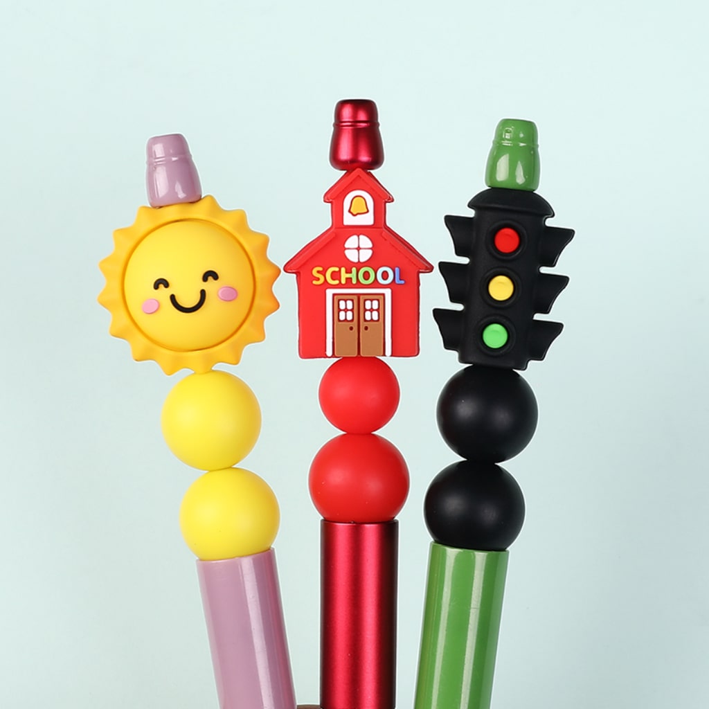 3D Mini Traffic Light Sun School Silicone Focal Beads