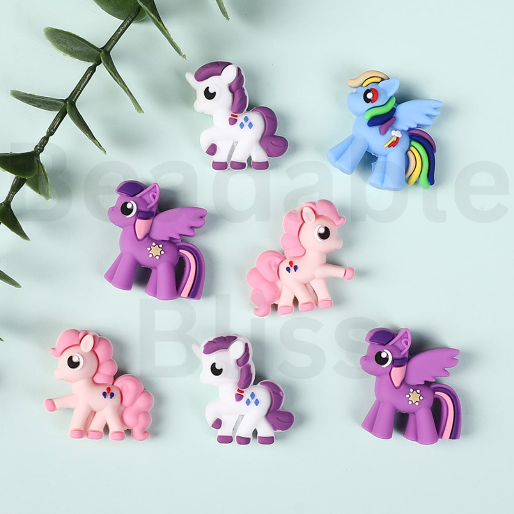 Silicone Focal Beads 3D My Littl Pon Series Twiligh Sparkl Pinki Pi Rainbo Das Rarit