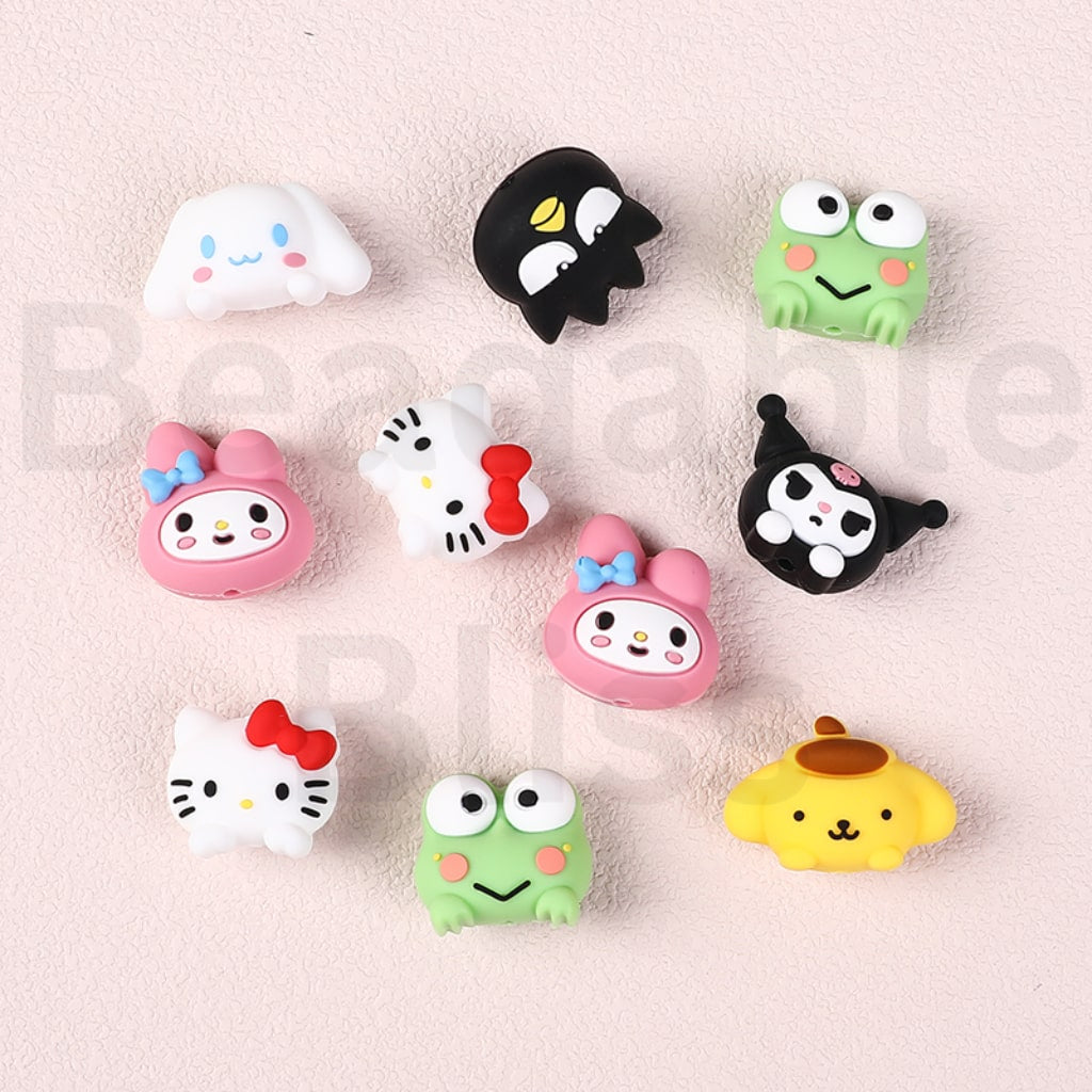 Silicone Focal Beads 3D Sanri Series Keropp Kurom Ba Badtz-Mar My Melod Hello Kitt Po Po Puri Cinnamorol