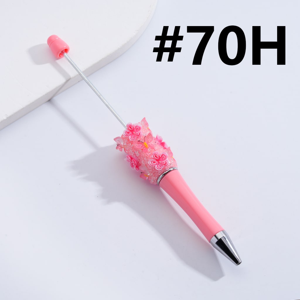 Beadable Pen with Cute Glitter Butterfly Flower Sakura Clear Sugar in Solid Color