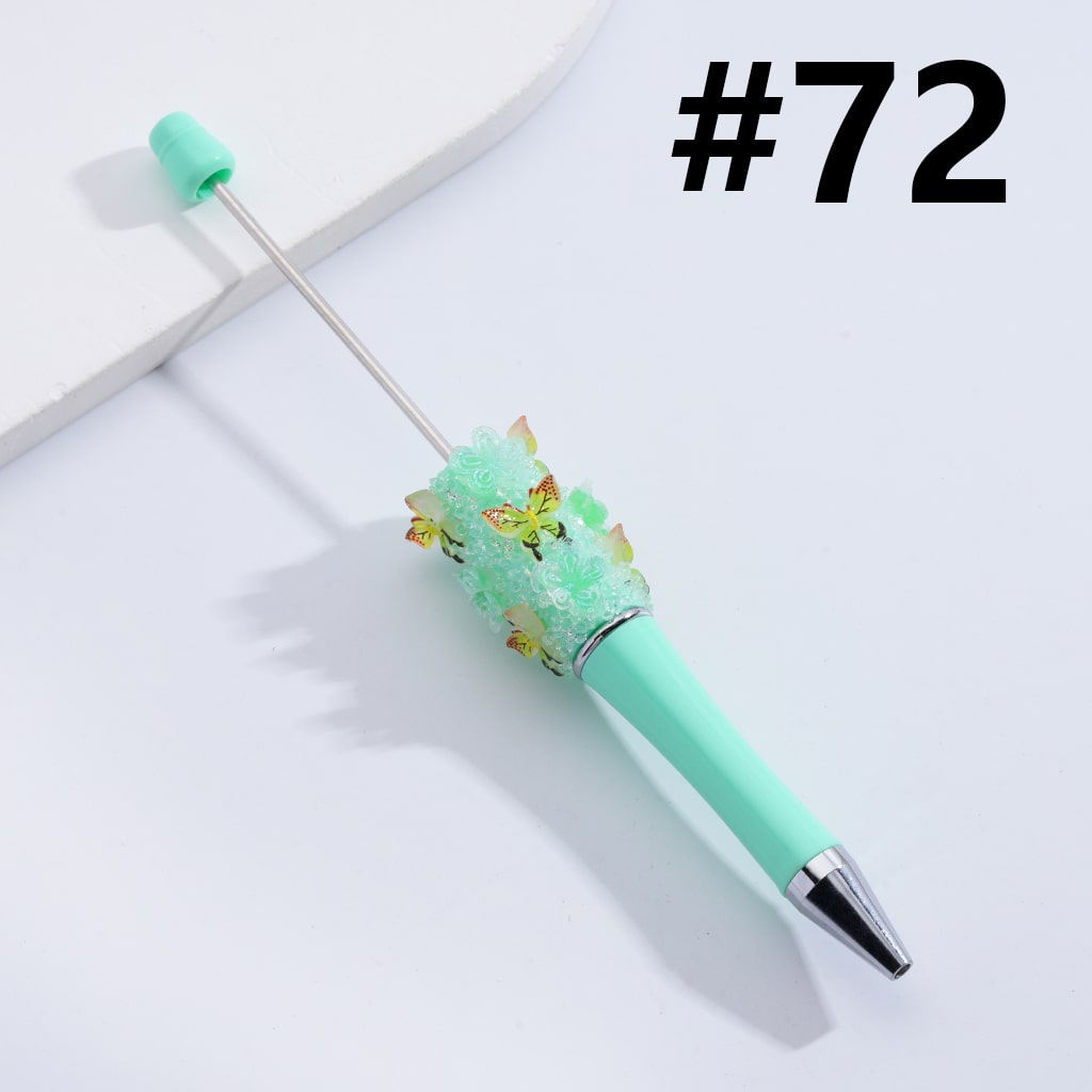 Beadable Pen with Cute Glitter Butterfly Flower Sakura Clear Sugar in Solid Color