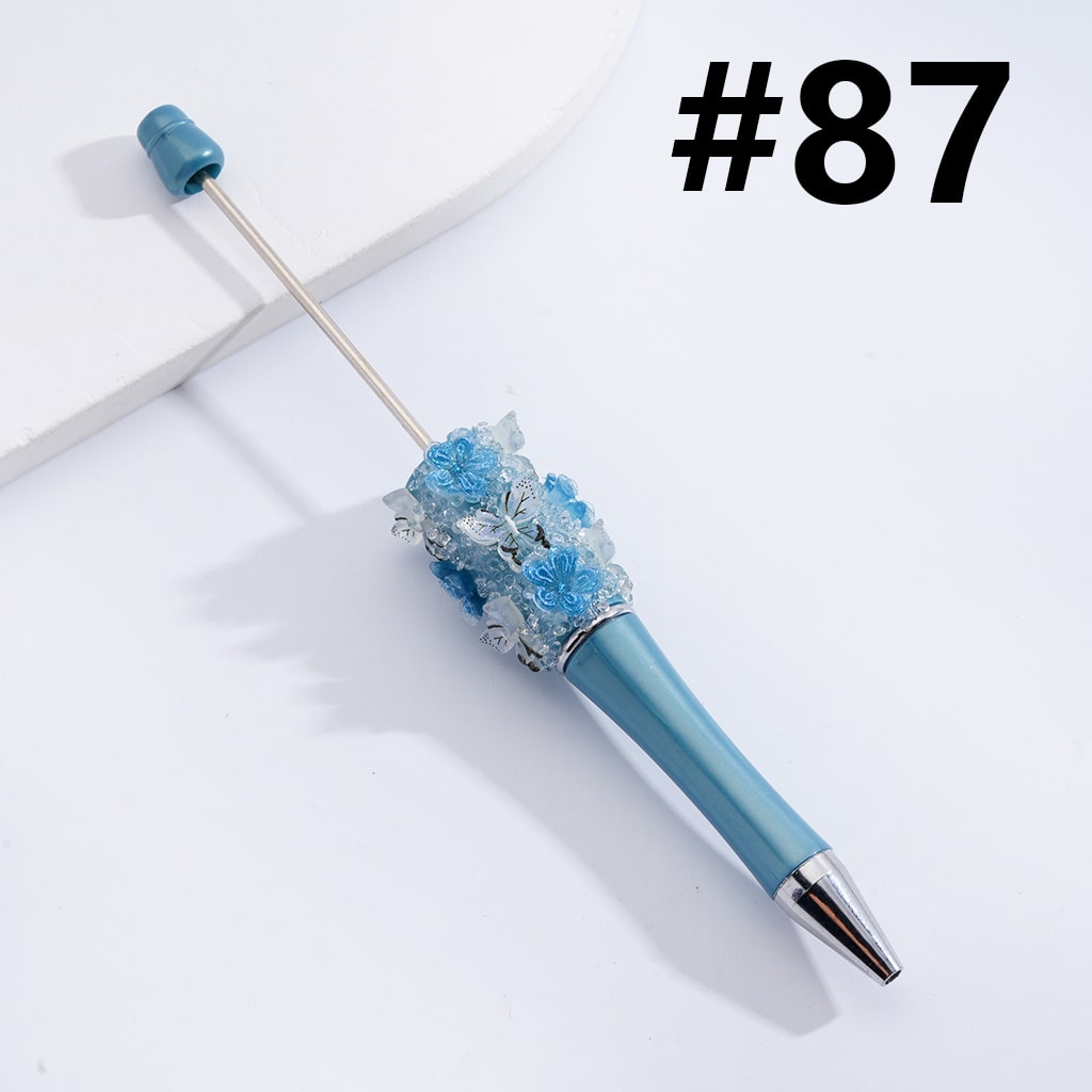 Beadable Pen with Cute Glitter Butterfly Flower Sakura Clear Sugar in Solid Color