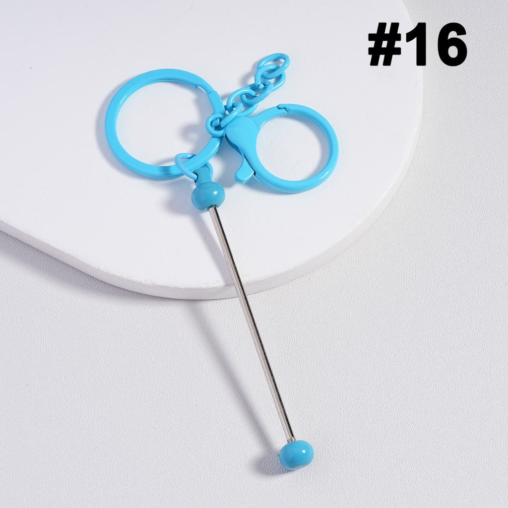Metal Beadable Keychain with Bar and Lobster Clasp in Solid Colors