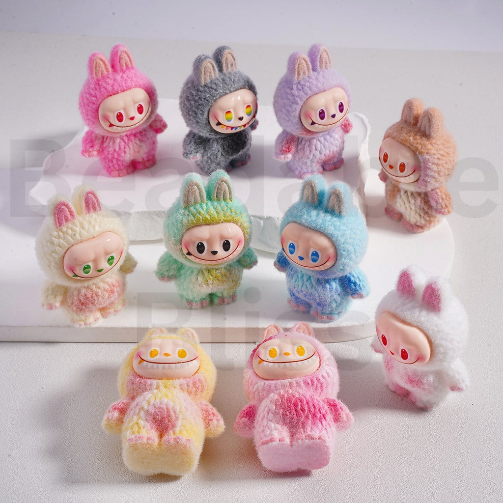 Cute Vivid Flocked Labub Pop Mar Acrylic Beads Pen Toppers Pendants Jewelry Accessories, 54*40MM