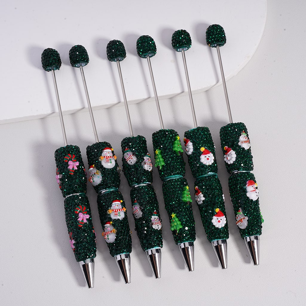 Christmas Series Father Christmas Clown Tree Snowman Candy Cane Green Rhinestones Beadable Clay Pens