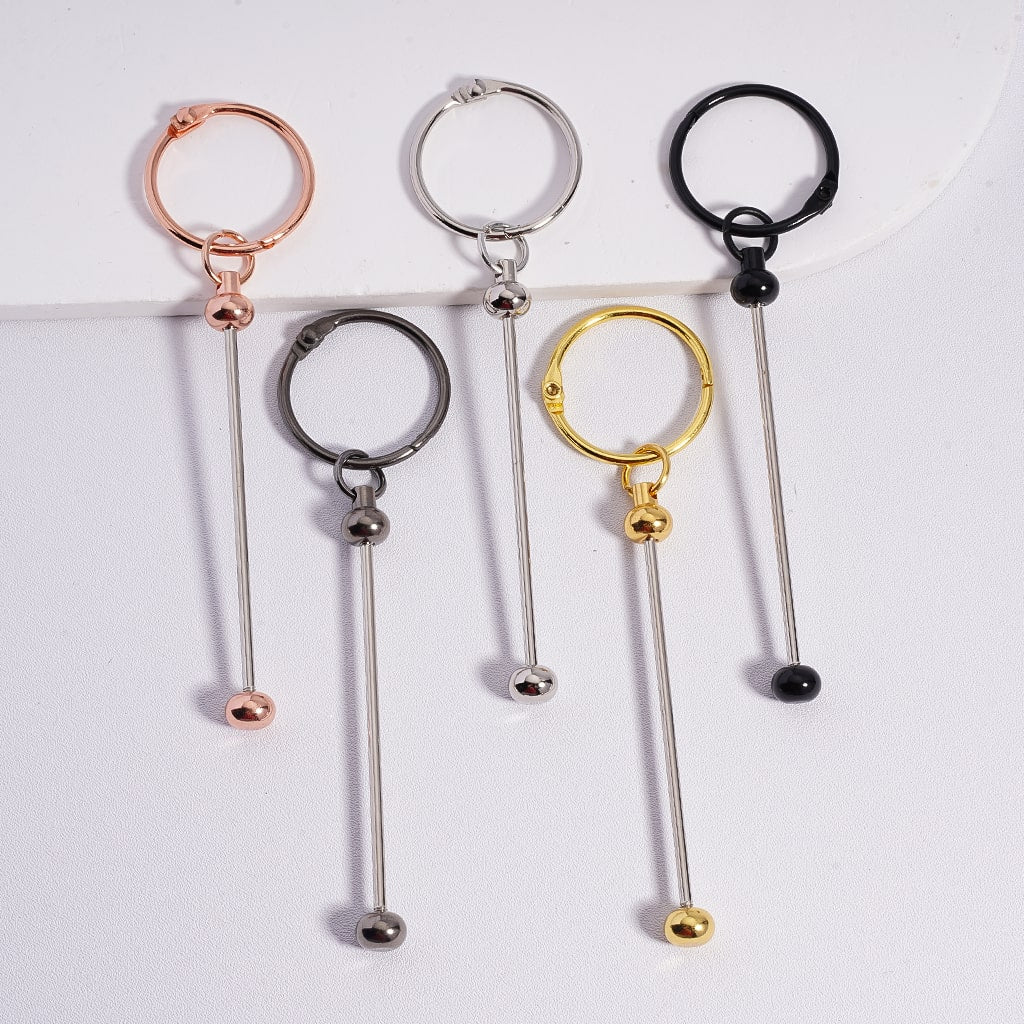 DIY Beadable Metal Keychain with Bar, 112MM