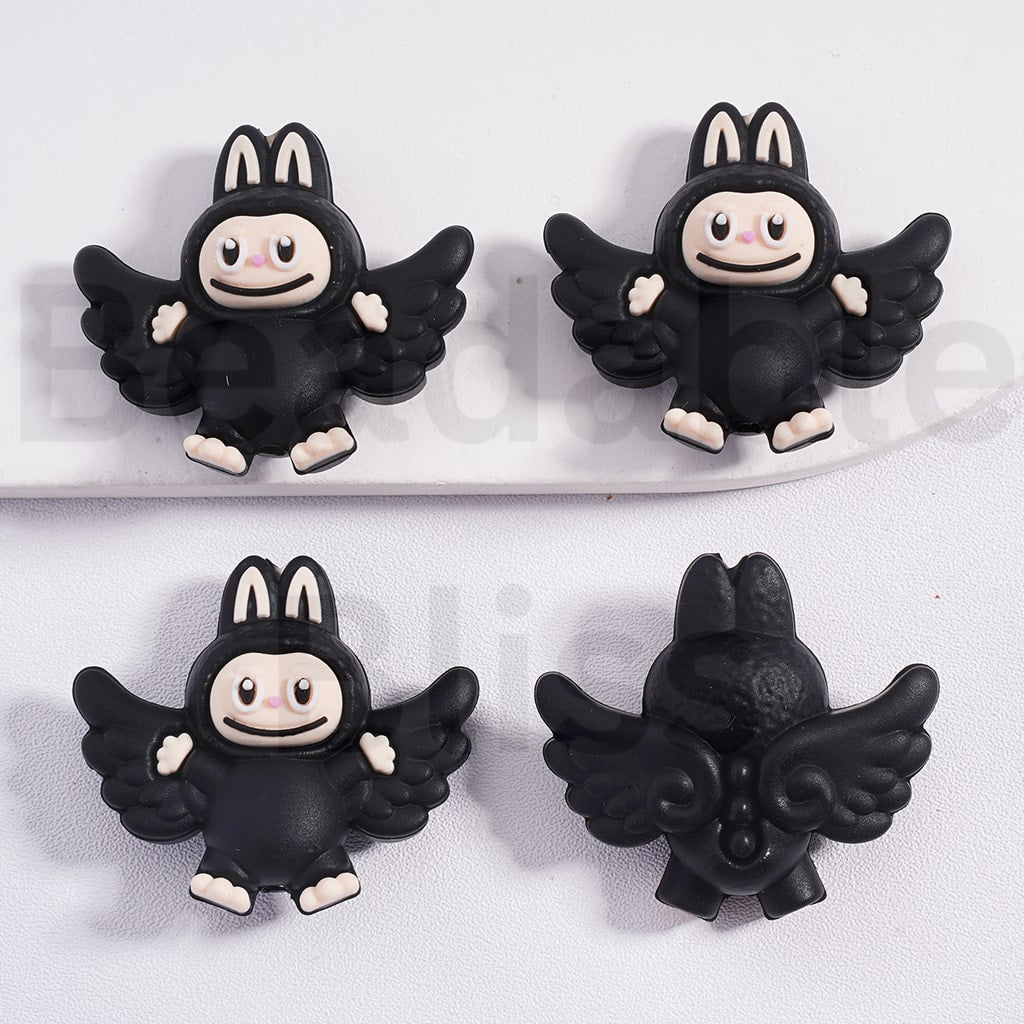 3D Cute Multi-Color L-B-B with Wings Silicone Focal Beads