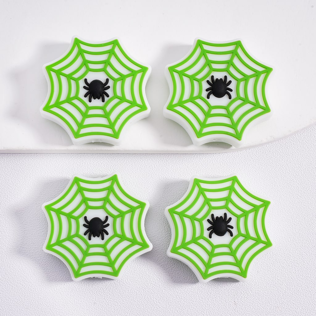 Silicone Focal Beads Vivid Spider Web Halloween