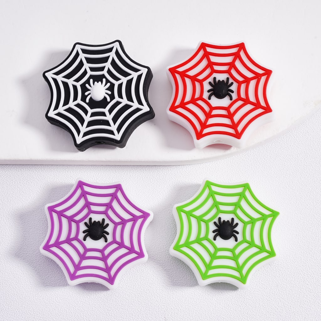 Silicone Focal Beads Vivid Spider Web Halloween