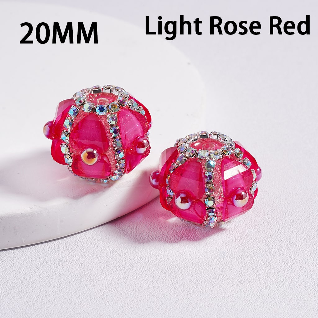 Acrylic Beads Shiny Heart & AB Rhinestones Round Pearls Multi-Color 20MM