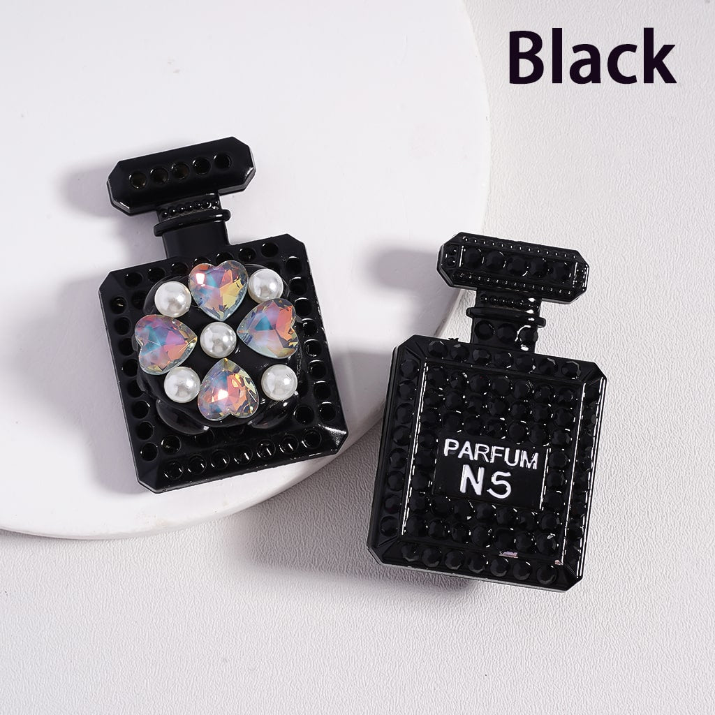 Bling Bling Fancy Alloy Parfum Perfume Bottle with Colorful Shiny Rhinestones White Pearls Colorful Hearts Clay Beads, Around 46*29MM
