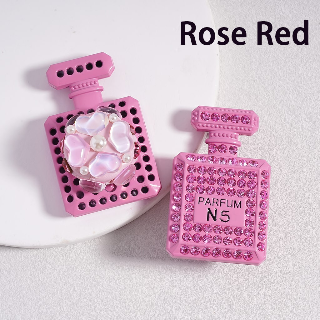 Bling Bling Fancy Alloy Parfum Perfume Bottle with Colorful Shiny Rhinestones White Pearls Colorful Hearts Clay Beads, Around 46*29MM