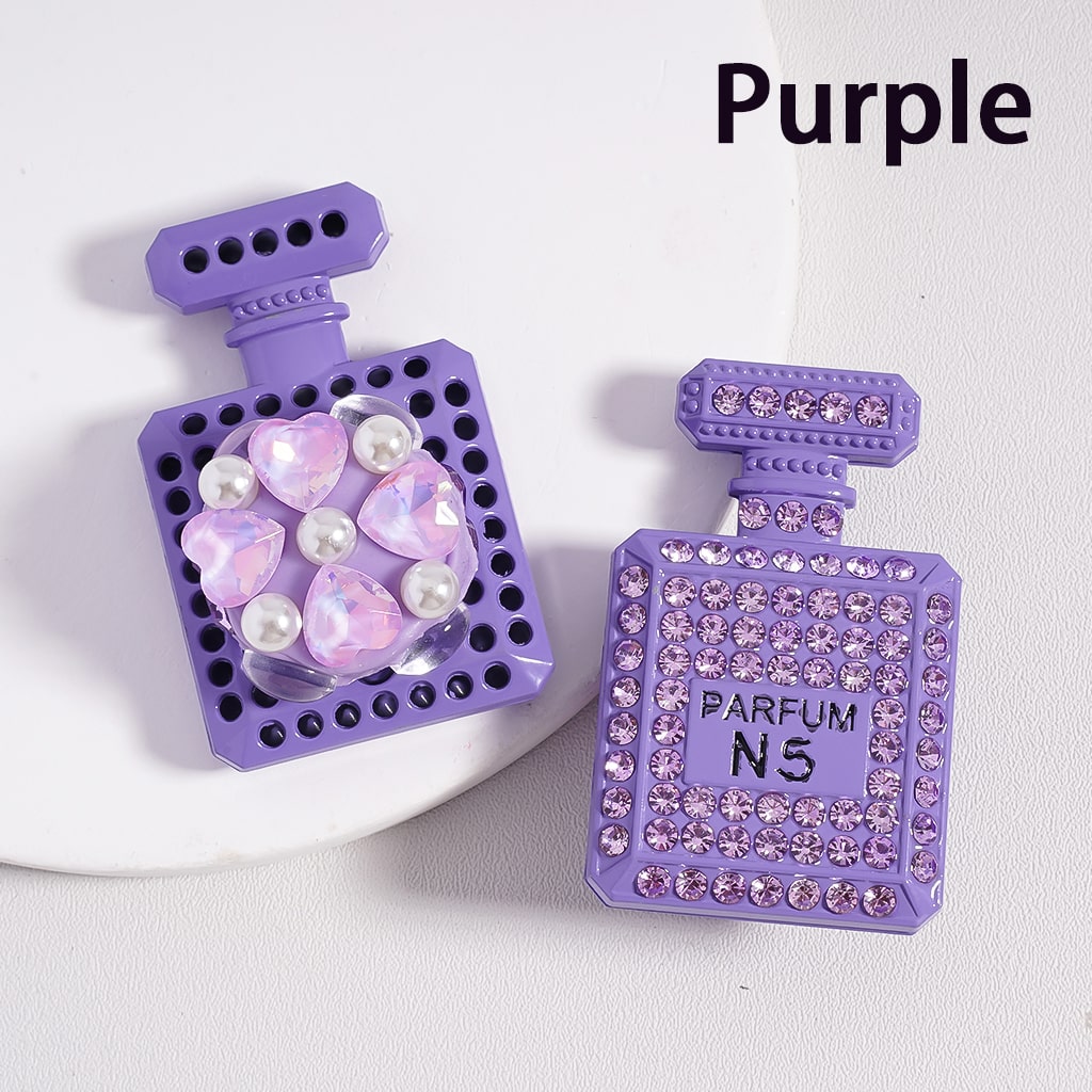 Bling Bling Fancy Alloy Parfum Perfume Bottle with Colorful Shiny Rhinestones White Pearls Colorful Hearts Clay Beads, Around 46*29MM