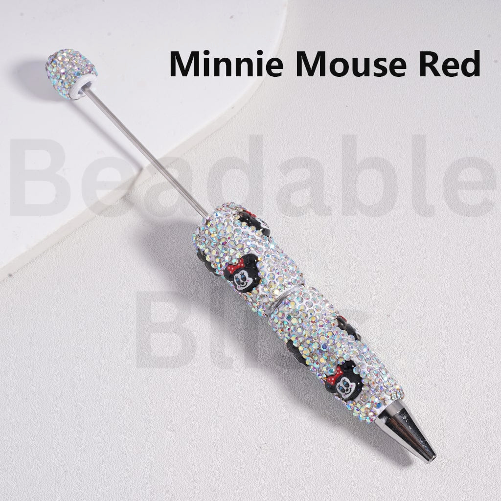 Beadable Clay Pens with AB Rhinestones Cute Cartoon Charms Hello Kitt Doraemo Donal Duc Pand Dais Minni Micke Alie Nic Wild Fox StellaLo Rabbit Chi