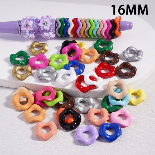 Glossy Cute Multi-Color Wavy Shape Acrylic Spacer Beads, Random Mix, 16MM (With Stoving Varnish Process)