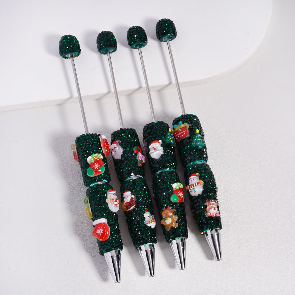 Christmas Series Father Christmas Clown Tree Snowman Candy Cane Green Rhinestones Beadable Clay Pens