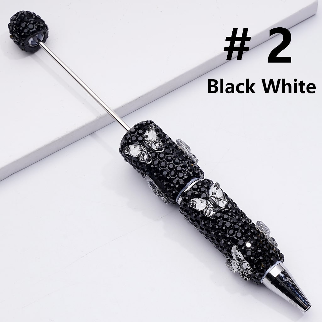 Double Color Butterfly Black Rhinestones Beadable Clay Pens