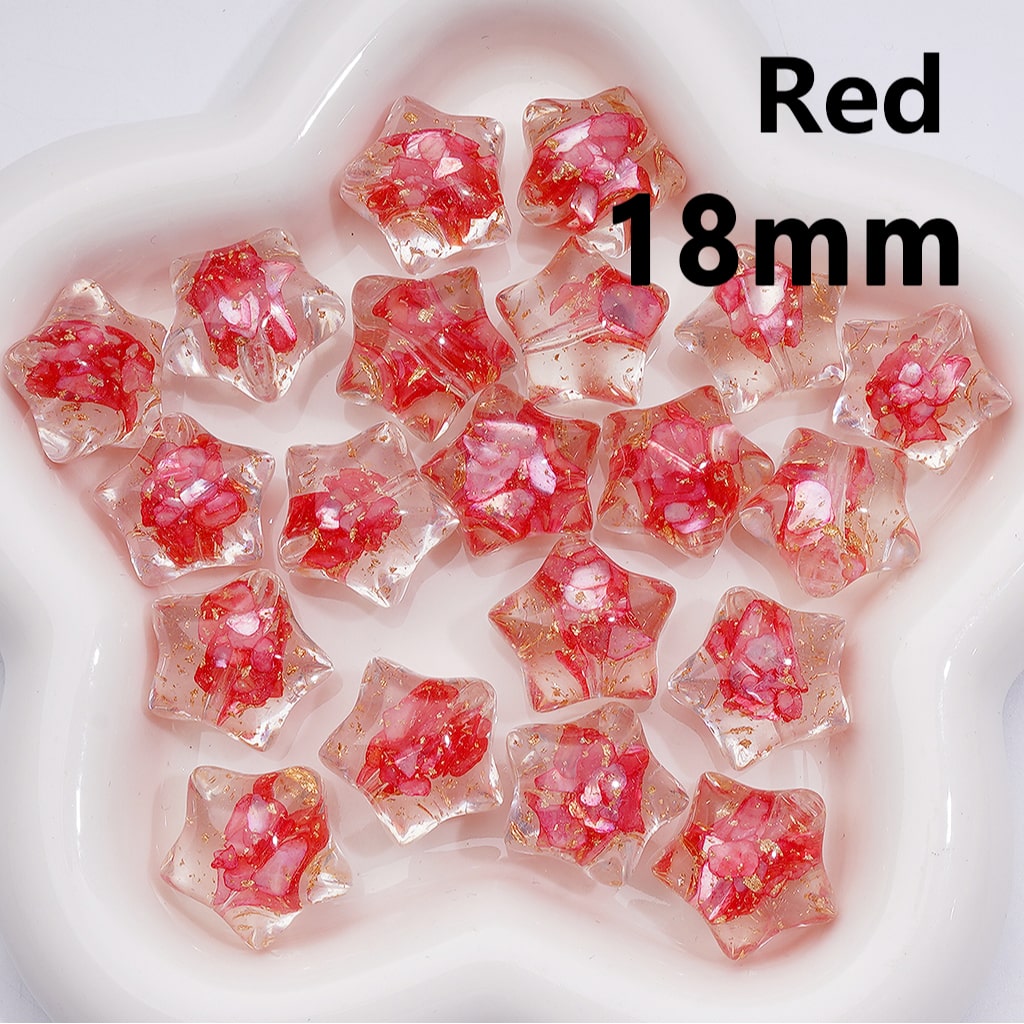 Multi-Color Shells Gold Foil Paper Inside Clear Star Acrylic Beads, 18MM (Single Color is available for 200pcs(Whole bag))