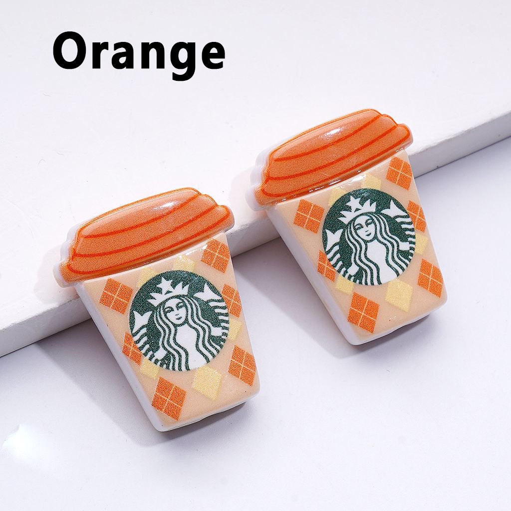 Cute Colorful Prints Starbuc Coffee Cup Acrylic Beads, Around 30*26MM