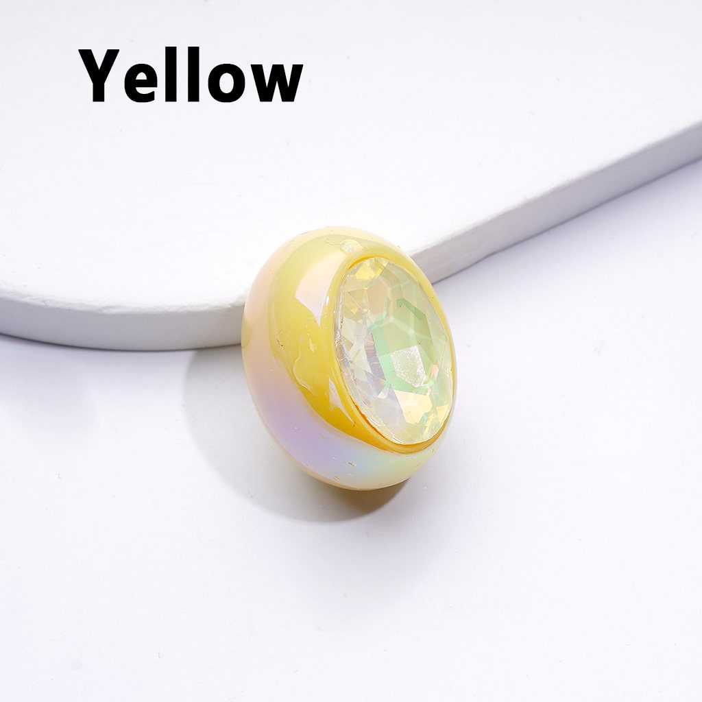 UV Coating Oval Shape Acrylic Beads Shiny K9 Rhinestones Inside, Around 26*20MM
