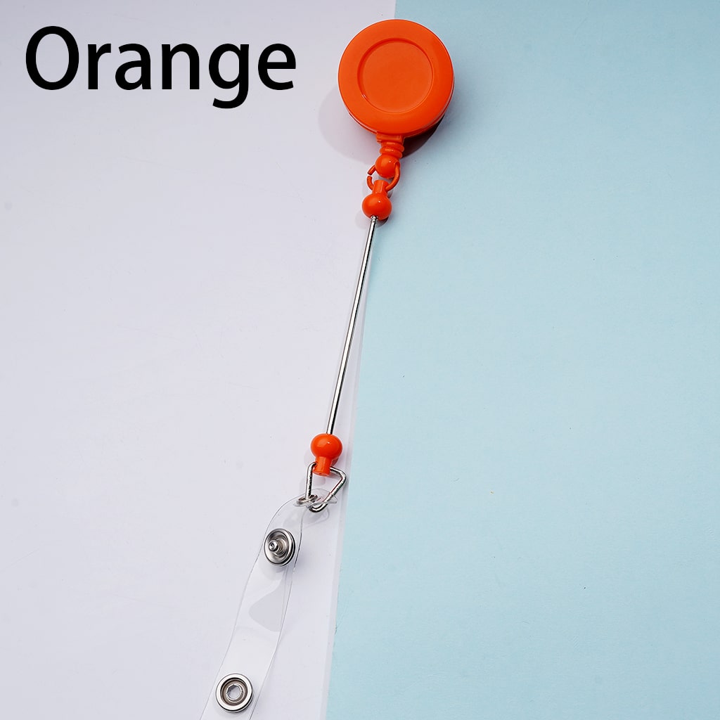 Creative Beaded Retractable Back Badge Holder Reels with Rotating Crocodile Clip & Keychain Bar