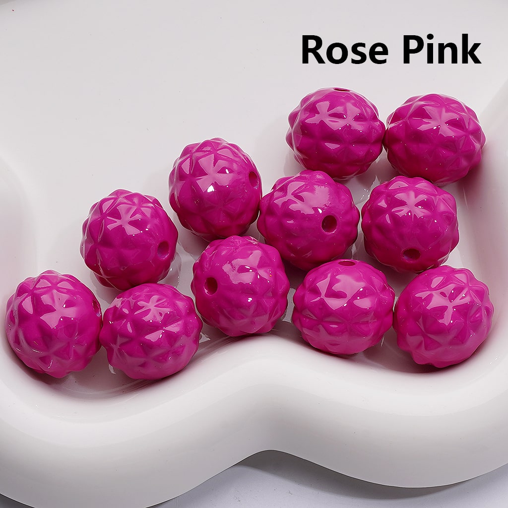 Solid Color Stoving Varnish Waxberry Acrylic Beads, 17MM