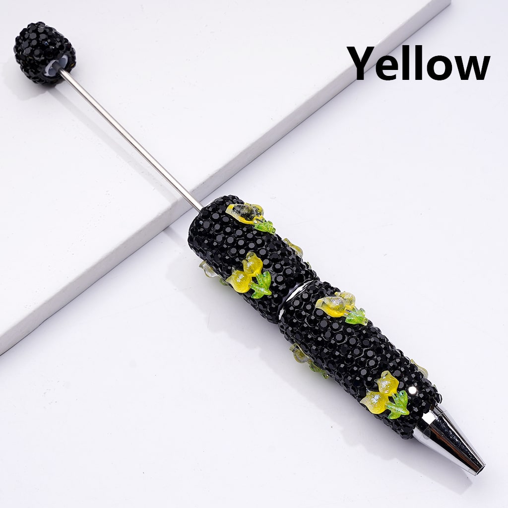 Cute Shiny Tulip Flowers with Black Rhinestones Beadable Clay Pen