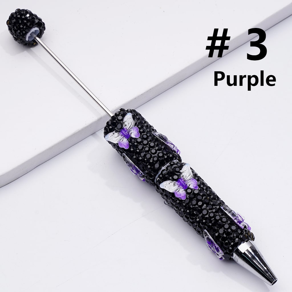 Double Color Butterfly Black Rhinestones Beadable Clay Pens