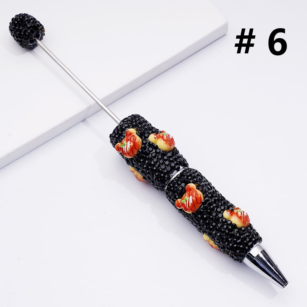 Cute Bread Cake Pizza Sandwich Doughnut Black Rhinestones Clay Pens
