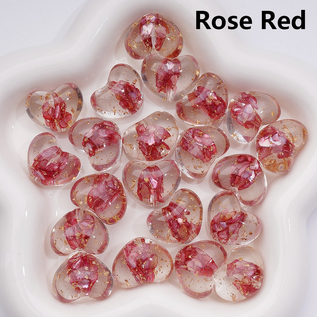 Multi-Color Shells Gold Foil Paper Inside Clear Heart Acrylic Beads, 20MM (Single Color is available for 200pcs(Whole bag))