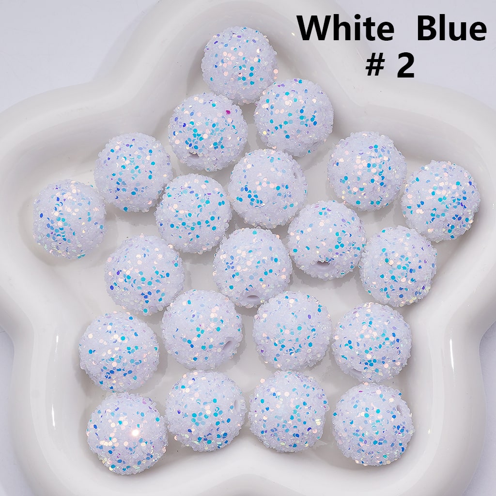 Multi-Color Shiny Confetti Round Acrylic Beads in Solid Color, 20MM