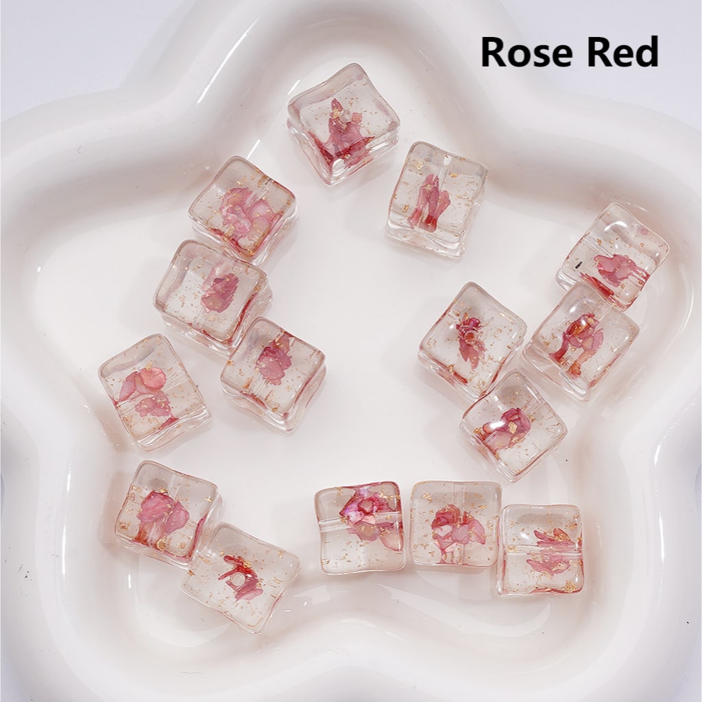 Multi-Color Shells Gold Foil Paper Inside Clear Cube Square Acrylic Beads, 14-15MM (Single Color is available for 200pcs(Whole bag))
