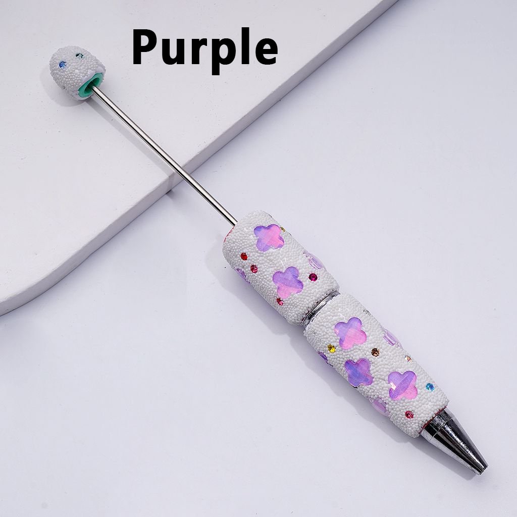 Beadable Jelly Color Four-Leaf Clover Shiny Rhinestones Mini White Snow Balls Clay Pen