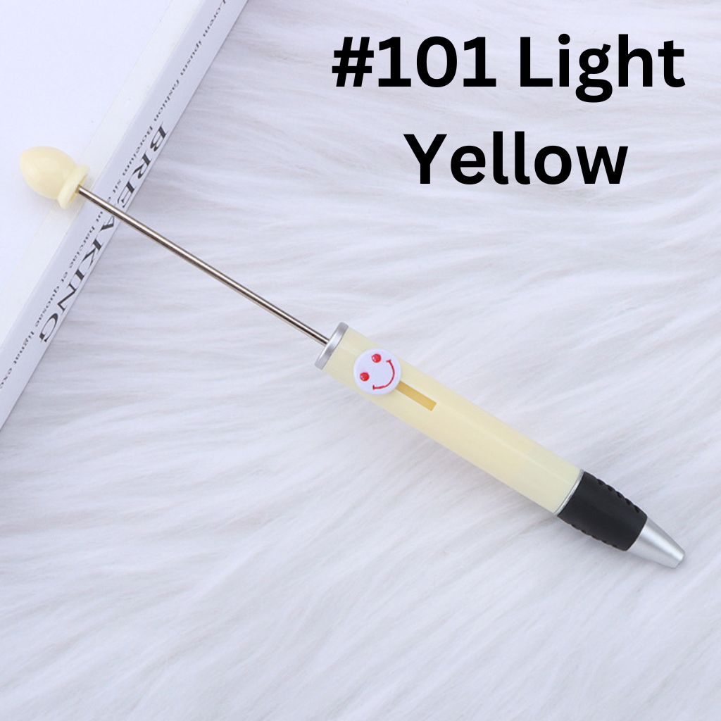 Fashionable DIY Plastic Beadable Pen with Smile Emoji in Solid Colors