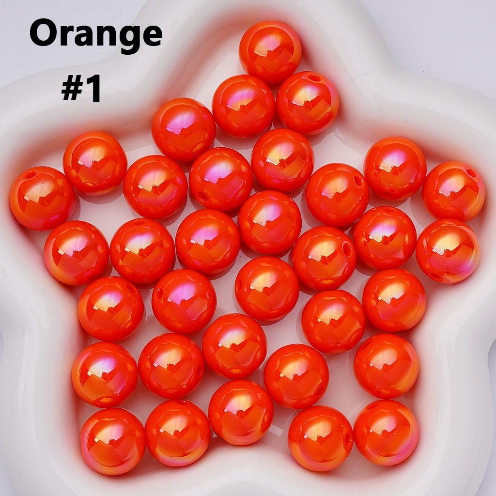 UV Coating Shiny Solid Color Round Acrylic Beads, 16MM