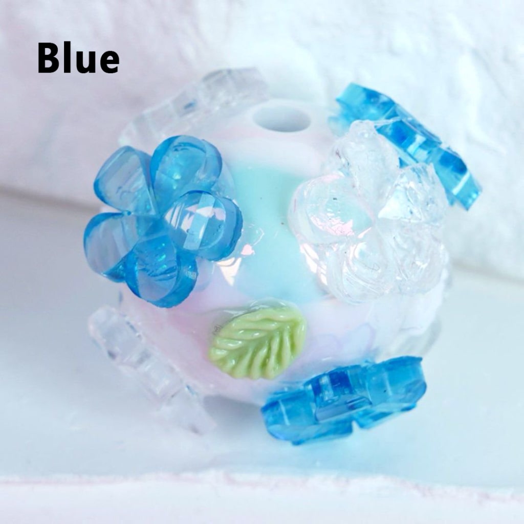 Round White Acrylic Beads with Translucent Flowers & Leaves, Cute Floral Design, 16MM