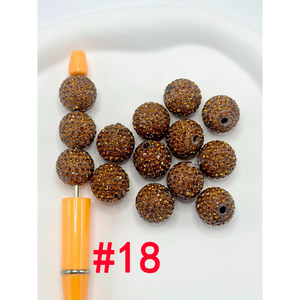 Clay Beads with Colorful Rhinestones, 16mm, Please Read Description