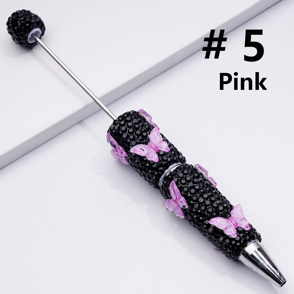 Double Color Butterfly Black Rhinestones Beadable Clay Pens